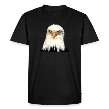 Illustration de tête d’aigle avec un regard intense - T-shirt Premium bio Homme - noir - Devant - Nico (187cm)