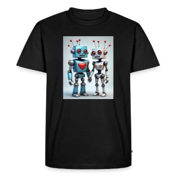 Couple de robots - T-shirt Premium bio Homme - noir - Devant - Nico (187cm)