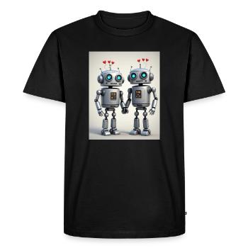 Couple de robots - T-shirt Premium bio Homme - noir - Devant - Nico (187cm)