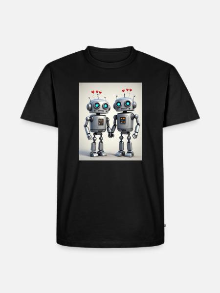 Robot Couple - Men's Premium Organic T-Shirt - black