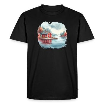 Suède maison Suède lac cadeau de vacances - T-shirt Premium bio Homme - noir - Devant - Nico (187cm)