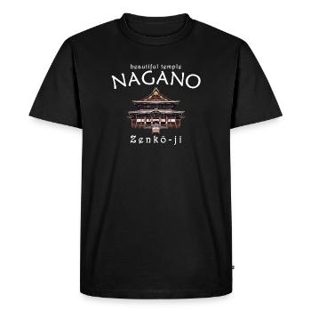 Nagano, Japon, Temple Zenko-ji, dessin à la main - T-shirt Premium bio Homme - noir - Devant - Nico (187cm)