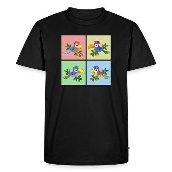 Four colorful parrots in different colors - Men's Premium Organic T-Shirt - black - Front - Nico (187cm)