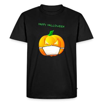Citrouille avec masque facial - T-shirt Premium bio Homme - noir - Devant - Nico (187cm)