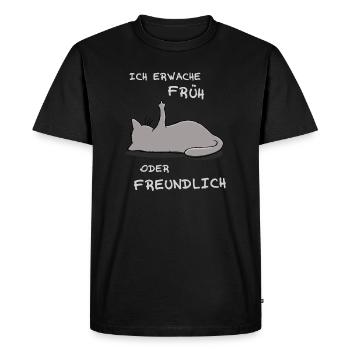 Je me lève tôt ou amical - T-shirt Premium bio Homme - noir - Devant - Nico (187cm)