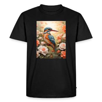 Martin-pêcheur dans une mer de fleurs - T-shirt Premium bio Homme - noir - Devant - Nico (187cm)