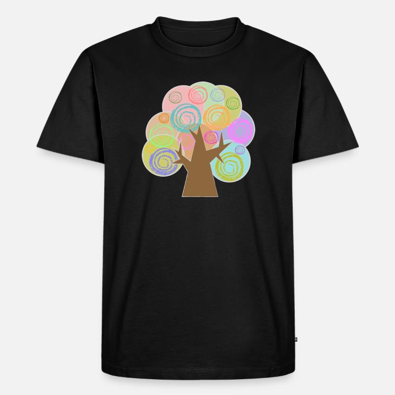 Baum Minimalistisch - Männer Premium Bio T-Shirt - Schwarz