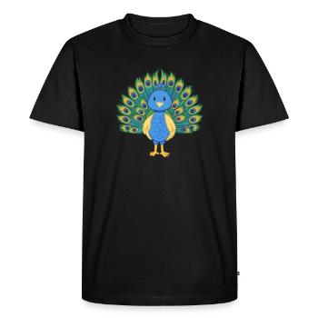 Peacock - Men's Premium Organic T-Shirt - black - Front - Nico (187cm)