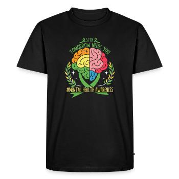 Un cerveau coloré pour la santé mentale - T-shirt Premium bio Homme - noir - Devant - Nico (187cm)