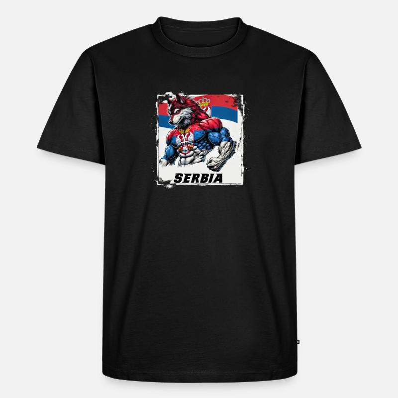 Serbien Wolf Flaggen Design - Männer Premium Bio T-Shirt - Schwarz