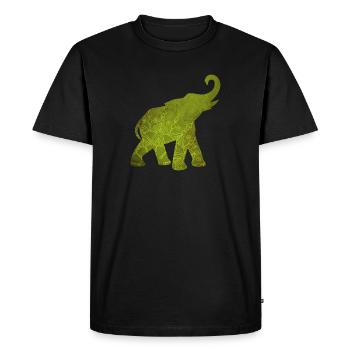 Yoga Green Elephant Pattern Mediatation India om - Men's Premium Organic T-Shirt - black - Front - Nico (187cm)
