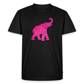 Yoga Pink Elephant Meditation Energy Mandala Decoration - Men's Premium Organic T-Shirt - black - Front - Nico (187cm)