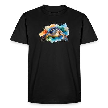 Une tortue d’eau dans un style aquarelle coloré - T-shirt Premium bio Homme - noir - Devant - Nico (187cm)
