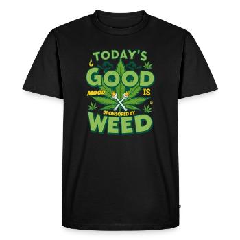 Good Mood Weed - Men's Premium Organic T-Shirt - black - Front - Nico (187cm)