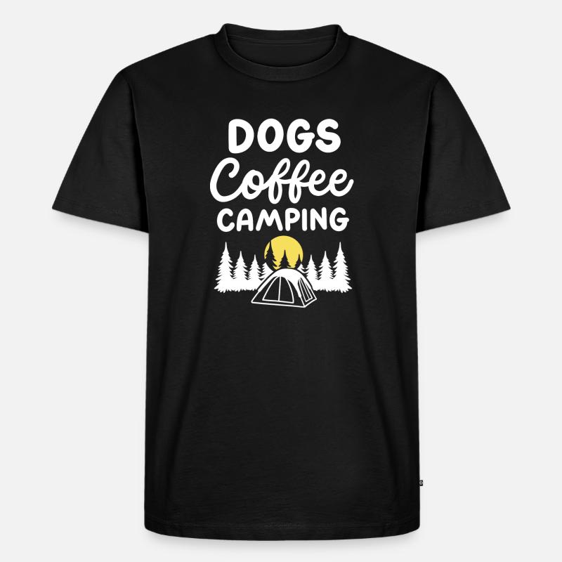 Hunde Kaffee Camping - Männer Premium Bio T-Shirt - Schwarz
