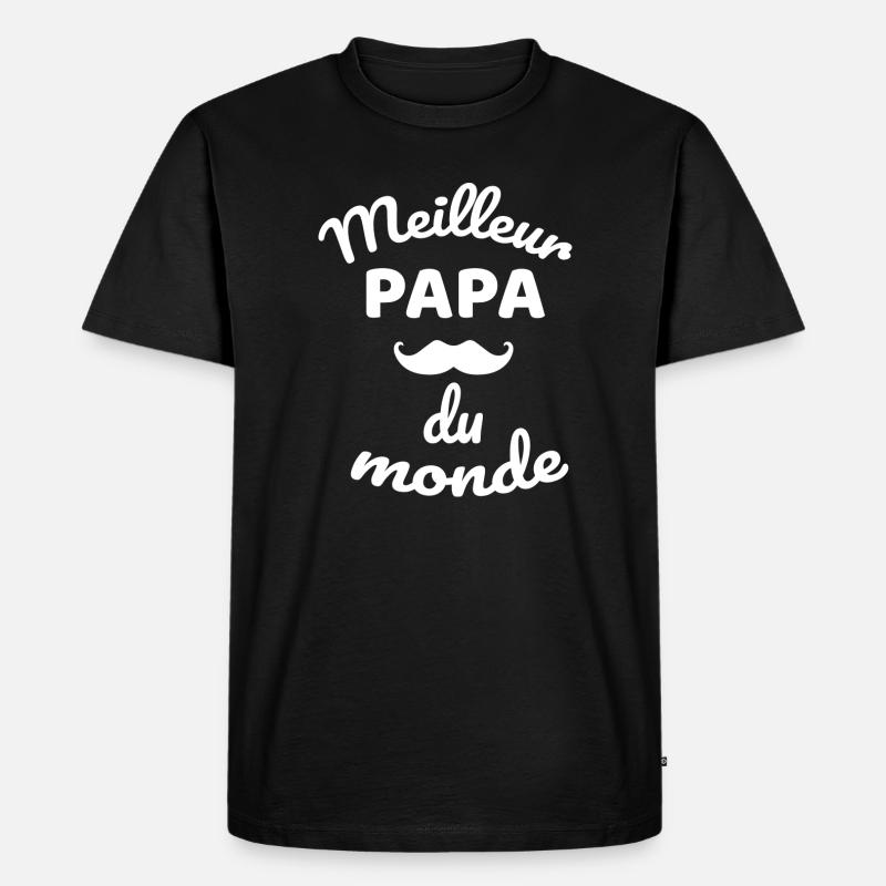 Design Papa Moustache Globale Authentique - T-shirt Premium bio Homme - noir