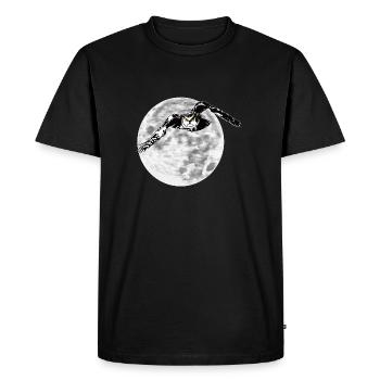 Owl in front of moon - Men's Premium Organic T-Shirt - black - Front - Nico (187cm)
