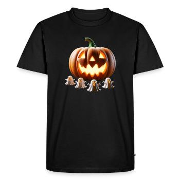 Halloween Pumpkin Ghosts - Men's Premium Organic T-Shirt - black - Front - Nico (187cm)