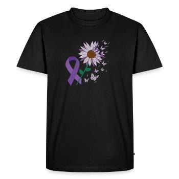 Epilepsy Purple Bow Flower Butterfly - Men's Premium Organic T-Shirt - black - Front - Nico (187cm)