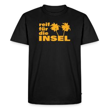 PRÊT POUR L’ÎLE - T-shirt Premium bio Homme - noir - Devant - Nico (187cm)