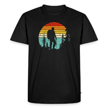 Randonneur silhouette au coucher rétro - T-shirt Premium bio Homme - noir - Devant - Nico (187cm)