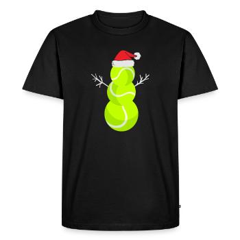 Christmas Tennis Ball Snowman - Men's Premium Organic T-Shirt - black - Front - Nico (187cm)