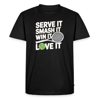 Tennis Power Serve Smash Victory - Men's Premium Organic T-Shirt - black - Front - Nico (187cm)
