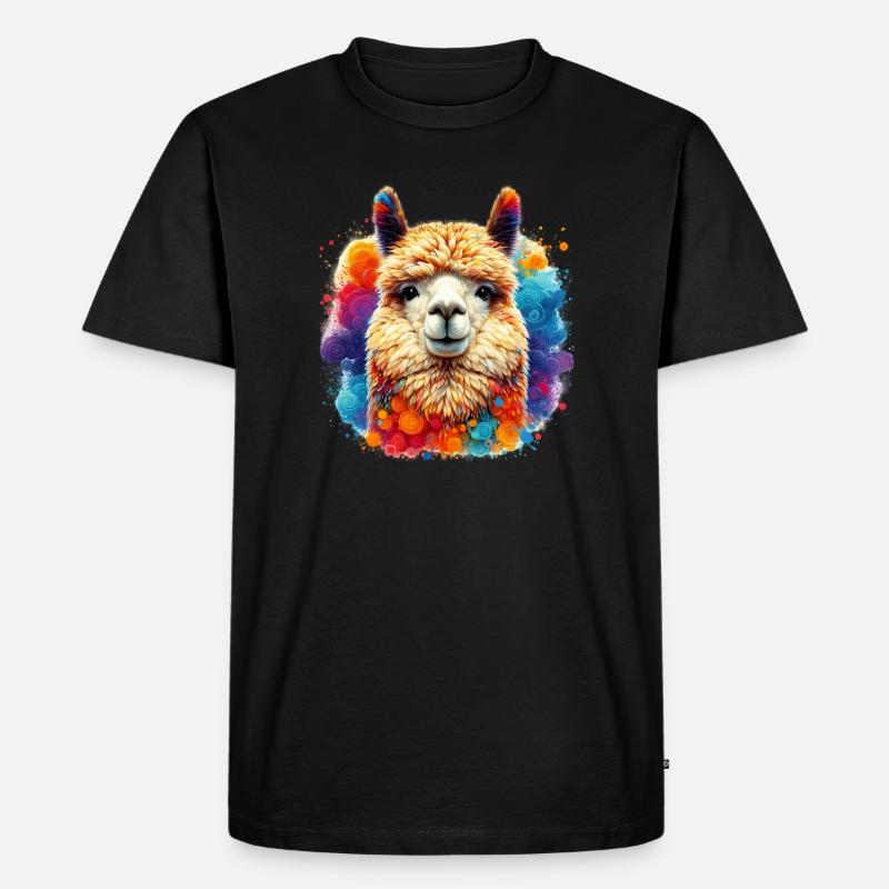 Alpaka - Männer Premium Bio T-Shirt - Schwarz