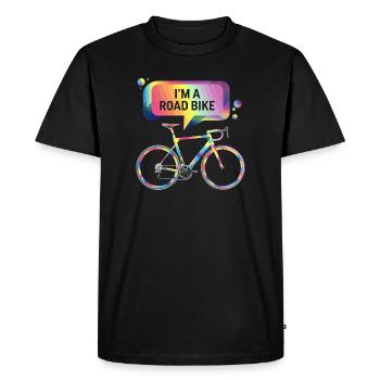 Vibrant Rainbow Road Bike Design - Men's Premium Organic T-Shirt - black - Front - Nico (187cm)