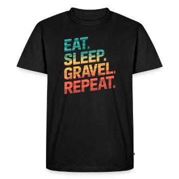 Rétro coucher de soleil voyage citation design - T-shirt Premium bio Homme - noir - Devant - Nico (187cm)