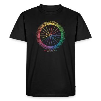Conception de roue de vélo arc-en-ciel vibrant - T-shirt Premium bio Homme - noir - Devant - Nico (187cm)
