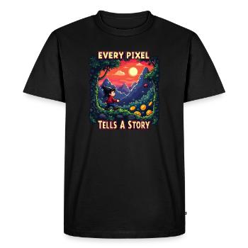 Every Pixel Tells a Story - Retro Gaming - Men's Premium Organic T-Shirt - black - Front - Nico (187cm)