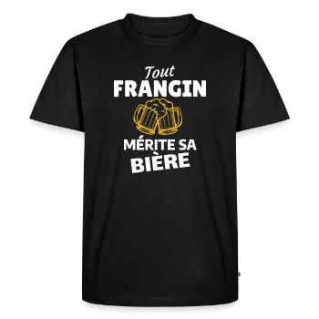 Humorous design, beer and friendship - Men's Premium Organic T-Shirt - black - Front - Nico (187cm)