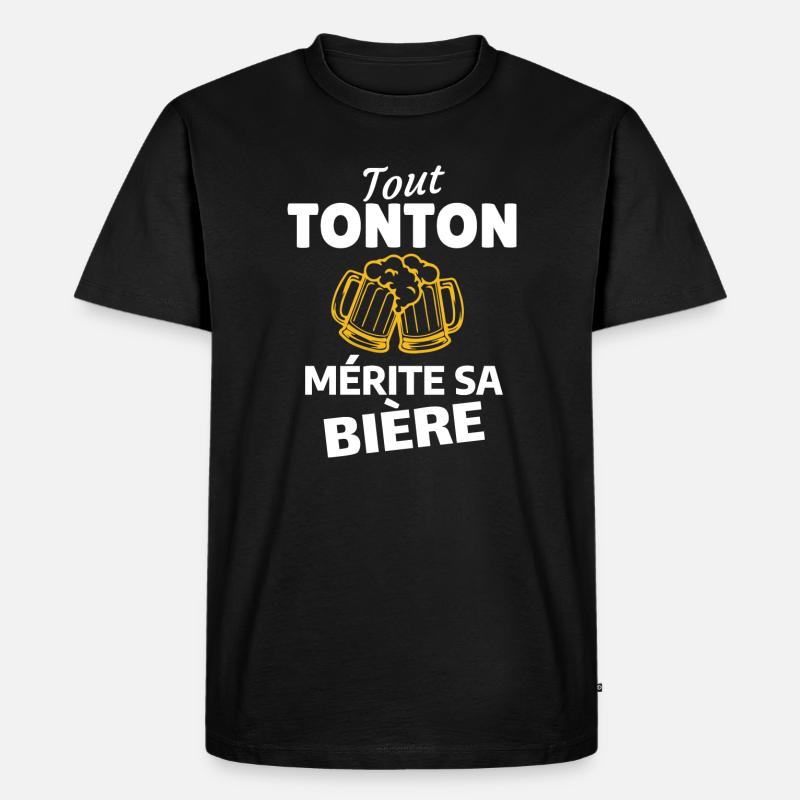 Jeder Onkel verdient sein Bier - Männer Premium Bio T-Shirt - Schwarz