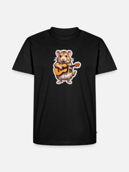 Hamster spielt Gitarre - Männer Premium Bio T-Shirt - Schwarz