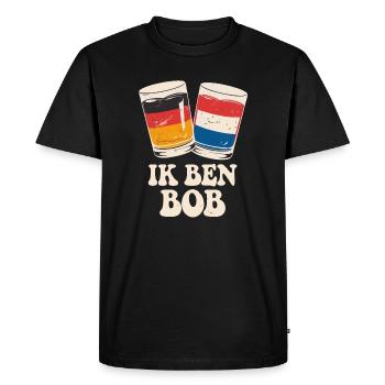 Verre à bière néerlandais Couple Design. Je m’appelle BOB - T-shirt Premium bio Homme - noir - Devant - Nico (187cm)