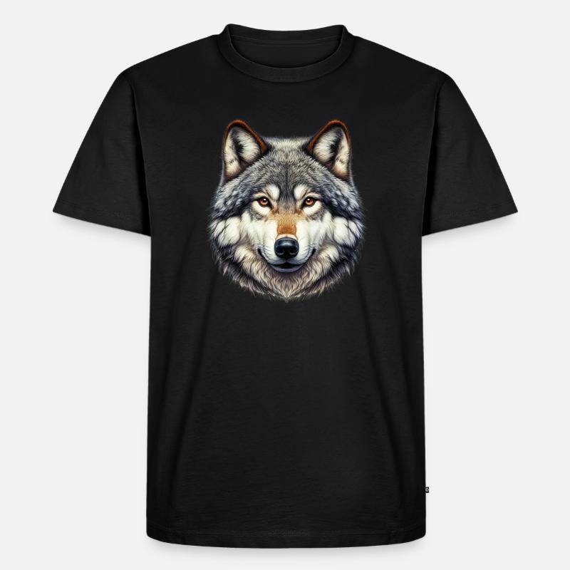 Wolf - Männer Premium Bio T-Shirt - Schwarz