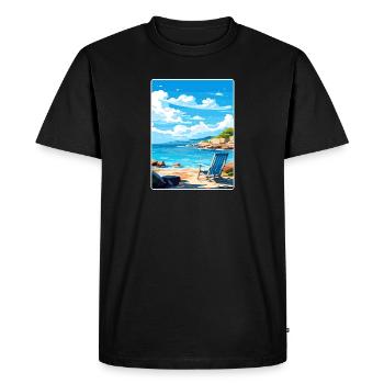 Crete Greece Travel Poster Souvenir Postcard Paint - Men's Premium Organic T-Shirt - black - Front - Nico (187cm)