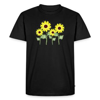 Sunflower Bouquet Yellow Coloring - Men's Premium Organic T-Shirt - black - Front - Nico (187cm)