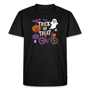 Conception de bonbons ou de friandises à vélo d’Halloween - T-shirt Premium bio Homme - noir - Devant - Nico (187cm)