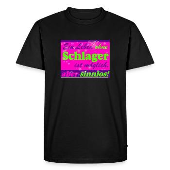 Fête Schlager, musique Schlager, mais insensée - T-shirt Premium bio Homme - noir - Devant - Nico (187cm)