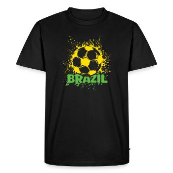 Brésil Football Explosion Brésil Joueur de football Fan - T-shirt Premium bio Homme - noir - Devant - Nico (187cm)