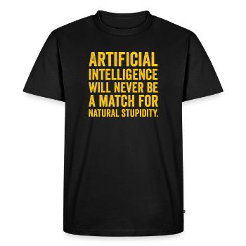 AI vs Natural Stupidity - Men's Premium Organic T-Shirt - black - Front - Nico (187cm)