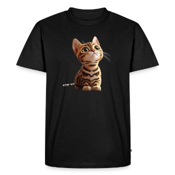 Chat Bengal Chat Léopard Chat Leopardette Chats Bengale - T-shirt Premium bio Homme - noir - Devant - Nico (187cm)