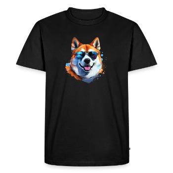 Akita Inu with sunglasses - Men's Premium Organic T-Shirt - black - Front - Nico (187cm)