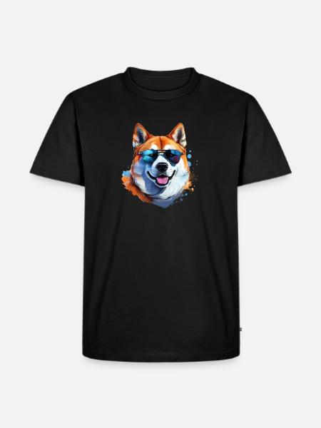 Akita Inu with sunglasses - Men's Premium Organic T-Shirt - black
