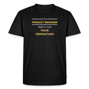 Proposition de valeur du chef de produit - T-shirt Premium bio Homme - noir - Devant - Nico (187cm)
