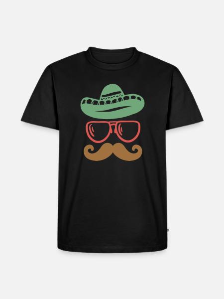 Cinco de Mayo mexikanisch Schnurrbart - Männer Premium Bio T-Shirt - Schwarz