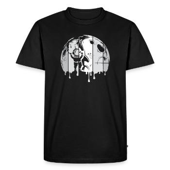 lune astronaute fusée spatiale graffiti logo rétro - T-shirt Premium bio Homme - noir - Devant - Nico (187cm)