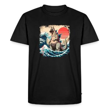 Funny Monster German Shepherd Dogzilla Anime Manga - Men's Premium Organic T-Shirt - black - Front - Nico (187cm)